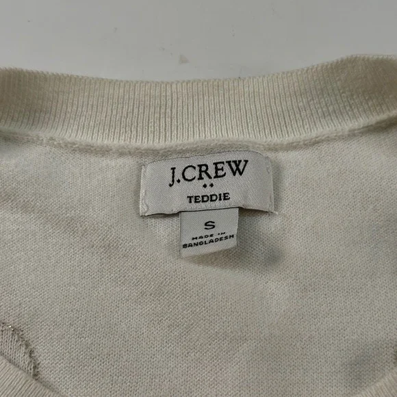 J Crew Teddie Polka Dot Sweater Womens Size Small Ivory Gold Metallic Knit - Picture 3 of 7